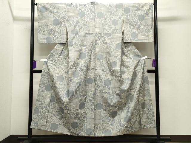 平和屋着物●本場染大島紬　型染め　亀甲花文　正絹　逸品　CABG4667gh