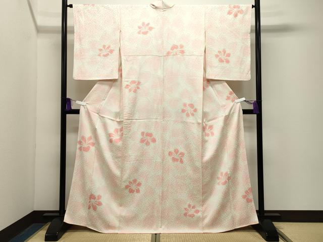平和屋着物●上質な小紋　絞り　舞花文　正絹　逸品　CABG4669gh
