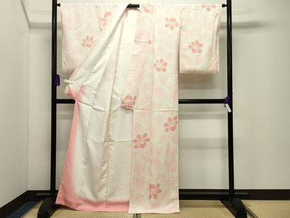 平和屋着物●上質な小紋　絞り　舞花文　正絹　逸品　CABG4669gh