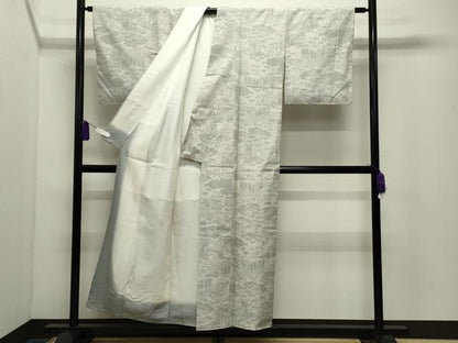 平和屋着物●結城紬　100亀甲　雲重ね風景文　正絹　逸品　CABG4671gh