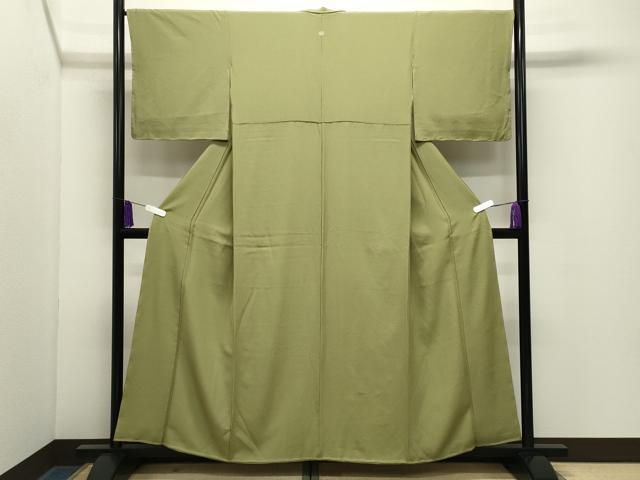 平和屋着物●上質な色無地　抹茶色　正絹　逸品　未使用　CABG4676gh