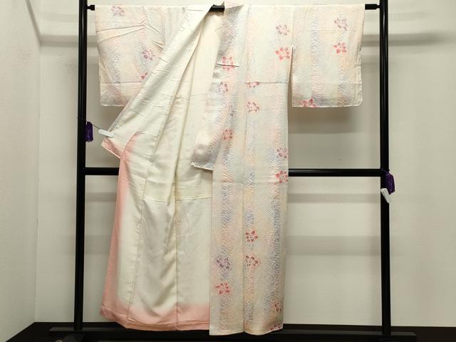 平和屋着物●上質な小紋　総絞り　舞花文　正絹　逸品　CABG4679gh