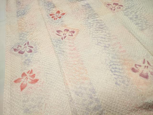 平和屋着物●上質な小紋　総絞り　舞花文　正絹　逸品　CABG4679gh