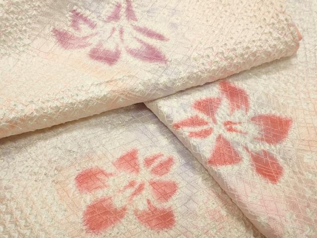 平和屋着物●上質な小紋　総絞り　舞花文　正絹　逸品　CABG4679gh