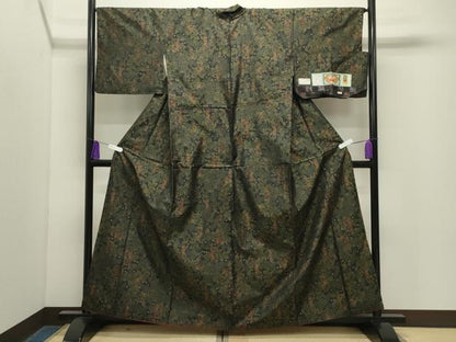 平和屋着物●本場大島紬　枝花文　徳絹織物謹製　証紙付き　正絹　逸品　CABG4680gh