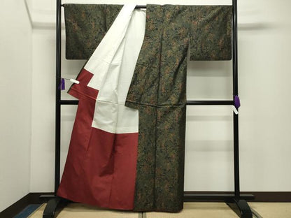 平和屋着物●本場大島紬　枝花文　徳絹織物謹製　証紙付き　正絹　逸品　CABG4680gh