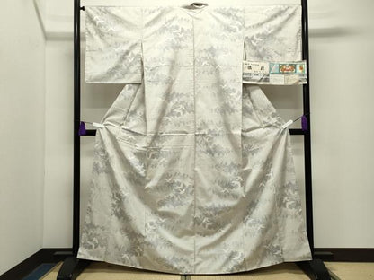 平和屋着物●本場大島紬　白大島　名匠たかし　9マルキ　飛鶴草木文　証紙付き　正絹　逸品　CABG4681gh