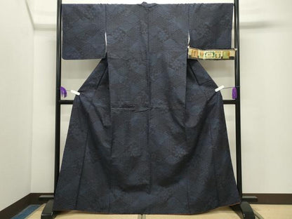 平和屋着物●結城紬　80亀甲　松皮菱花唐草文　証紙付き　正絹　逸品　CABG4682gh