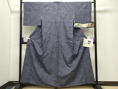 平和屋着物●本場結城玉紬　結織苑　80亀甲　舞蝶文　ゆうか株式会社謹製　証紙・保証書付き　正絹　逸品　CABG4684gh