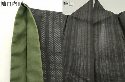 平和屋着物●塩沢紬　9マルキ　縞　星野織物株式会社謹製　証紙付き　正絹　逸品　CABG4686gh
