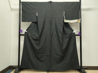 平和屋着物●結城紬　結織苑　結織あしぎぬ　吉祥文様　証紙付き　正絹　逸品　CABG4689gh