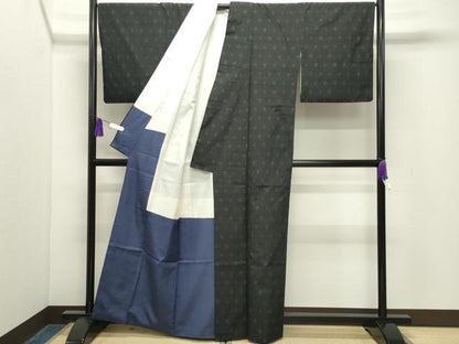 平和屋着物●結城紬　結織苑　結織あしぎぬ　吉祥文様　証紙付き　正絹　逸品　CABG4689gh