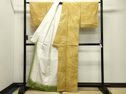 平和屋着物●結城紬　奥順　はたおり娘　80亀甲　御所車花文　やまと誂製　証紙付き　正絹　逸品　未使用　CABG4691gh