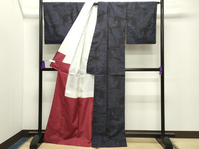 平和屋着物●結城紬　奥順　はたおり娘　80亀甲　草花文　証紙付き　正絹　逸品　未使用　CABG4693gh