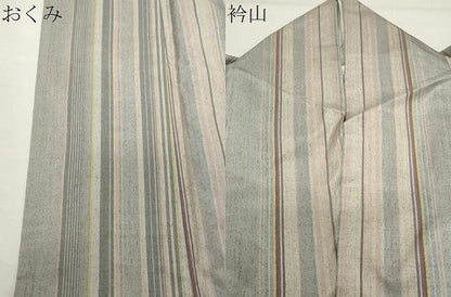 平和屋着物●都喜ヱ門　本場大島紬　縞　金彩　藤絹織物謹製　反端付き　正絹　逸品　CABG4694gh