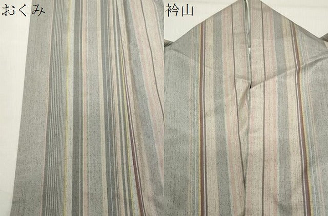 平和屋着物●都喜ヱ門　本場大島紬　縞　金彩　藤絹織物謹製　反端付き　正絹　逸品　CABG4694gh