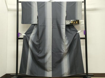 平和屋着物●伝統工芸士　馬渕登作　紬　越後楽布　夢工藝　間道　証紙付き　正絹　逸品　未使用　CABG4695gh