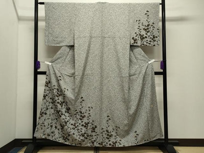 平和屋着物●訪問着　作家物　草花文　たたき染め　金彩　正絹　逸品　CABG4697gh