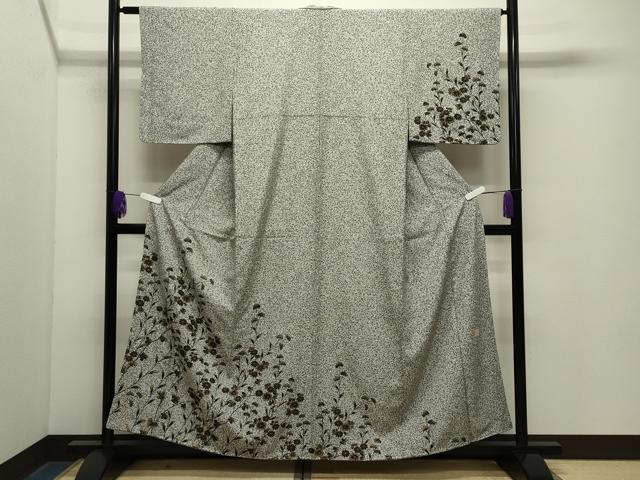 平和屋着物●訪問着　作家物　草花文　たたき染め　金彩　正絹　逸品　CABG4697gh