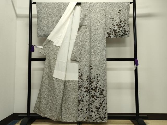 平和屋着物●訪問着　作家物　草花文　たたき染め　金彩　正絹　逸品　CABG4697gh