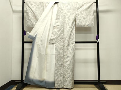 平和屋着物●本場大島紬　白大島　9マルキ　向かい鳥花文　むらなか謹製　証紙付き　正絹　逸品　CABG4700gh