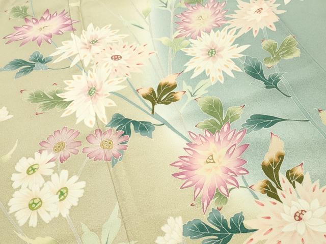 平和屋着物●本加賀友禅作家　西村央　訪問着　枝花文　暈し染め　正絹　逸品　CABG4707gh