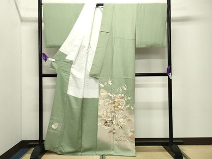 平和屋着物●豪華色留袖　駒刺繍　貝合わせ梅松文　暈し染め　金彩　正絹　逸品　CABG4711gh