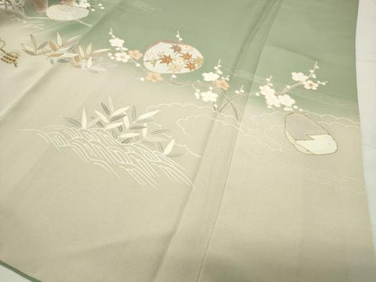 平和屋着物●豪華色留袖　駒刺繍　貝合わせ梅松文　暈し染め　金彩　正絹　逸品　CABG4711gh