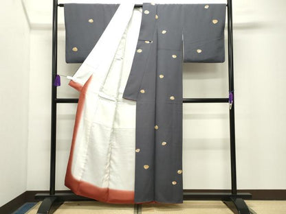 平和屋着物●上質な小紋　貝合わせ花文　金彩　正絹　逸品　CABG4713gh