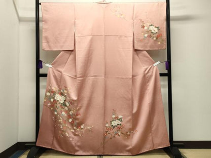 平和屋着物●訪問着　枝花文　金銀彩　正絹　逸品　CABG4714gh