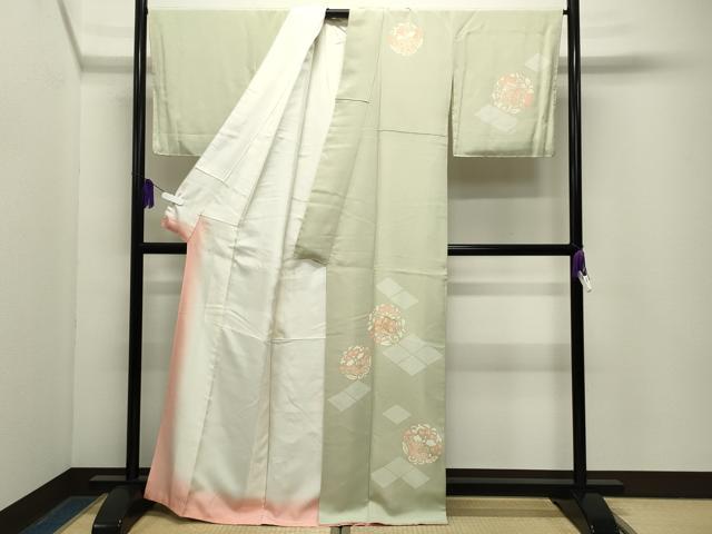 平和屋着物●訪問着　駒刺繍　菱花丸文　金彩　正絹　逸品　CABG4715gh