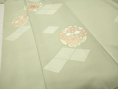 平和屋着物●訪問着　駒刺繍　菱花丸文　金彩　正絹　逸品　CABG4715gh