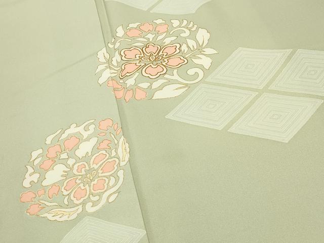 平和屋着物●訪問着　駒刺繍　菱花丸文　金彩　正絹　逸品　CABG4715gh