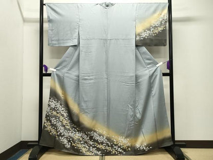 平和屋着物●訪問着　立波草花文　暈し染め　金彩　正絹　逸品　CABG4716gh
