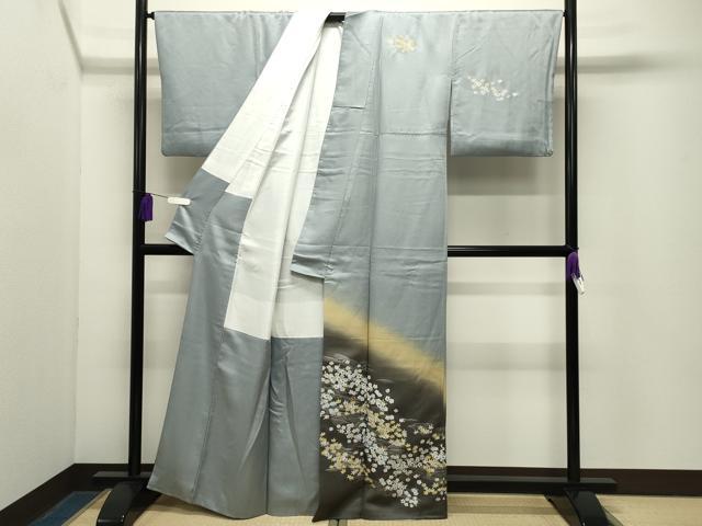 平和屋着物●訪問着　立波草花文　暈し染め　金彩　正絹　逸品　CABG4716gh