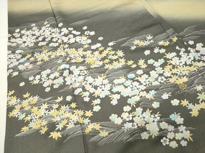 平和屋着物●訪問着　立波草花文　暈し染め　金彩　正絹　逸品　CABG4716gh