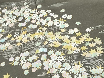 平和屋着物●訪問着　立波草花文　暈し染め　金彩　正絹　逸品　CABG4716gh