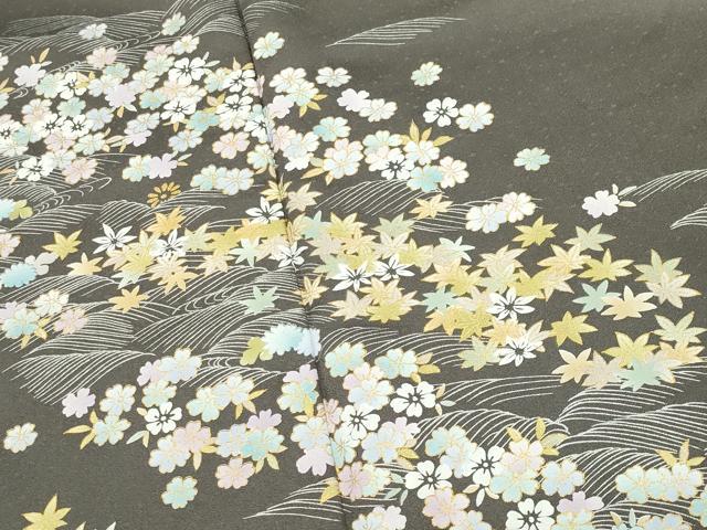 平和屋着物●訪問着　立波草花文　暈し染め　金彩　正絹　逸品　CABG4716gh