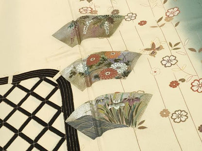 平和屋着物●訪問着　籬地紙花蝶文　暈し染め　金銀彩　正絹　逸品　CABG4719gh