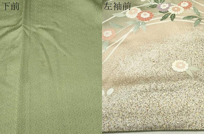 平和屋着物●訪問着　駒刺繍　枝花文　暈し染め　金彩　正絹　逸品　CABG4721gh