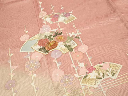 平和屋着物●訪問着　駒刺繍　地紙重ね花文　暈し染め　金銀彩　正絹　逸品　CABG4729gh