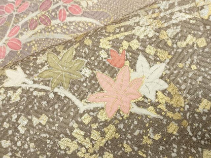 平和屋着物●訪問着　駒刺繍　地紙重ね花文　暈し染め　金銀彩　正絹　逸品　CABG4729gh