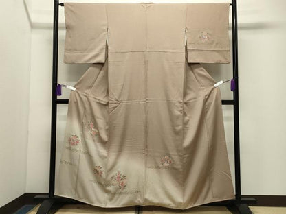 平和屋着物●中国三大刺繍　スワトウ刺繍　訪問着　花鳥文　暈し染め　金彩　正絹　逸品　CABG4734gh