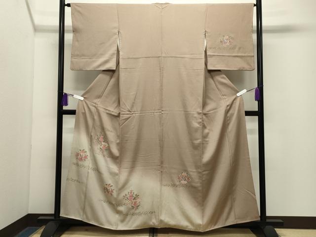 平和屋着物●中国三大刺繍　スワトウ刺繍　訪問着　花鳥文　暈し染め　金彩　正絹　逸品　CABG4734gh