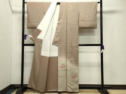 平和屋着物●中国三大刺繍　スワトウ刺繍　訪問着　花鳥文　暈し染め　金彩　正絹　逸品　CABG4734gh