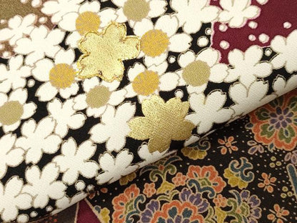 平和屋着物●訪問着　駒刺繍　地紙枝桜文　金彩　正絹　逸品　CABG4735gh