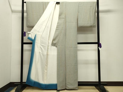 平和屋着物●上質な小紋　縞　正絹　逸品　CABG4738gh