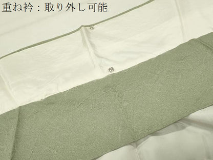 平和屋着物●無地絵羽訪問着　総刺繍　雪芝地紋　若葉色　やまと誂製　正絹　逸品　未使用　CABG4739gh