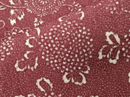 平和屋着物●上質な小紋　型染め　菊唐草文　鬼しぼ縮緬　正絹　逸品　CABG4740gh