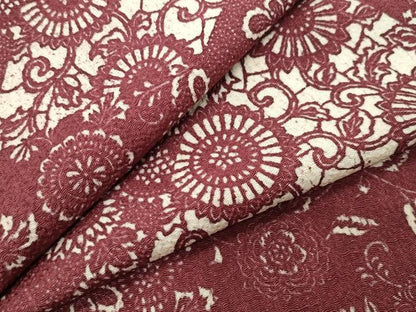 平和屋着物●上質な小紋　型染め　菊唐草文　鬼しぼ縮緬　正絹　逸品　CABG4740gh